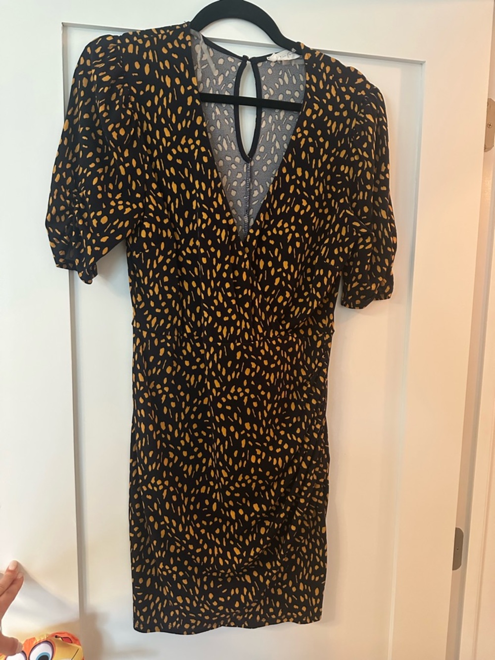 All in Favor Navy and Mustard V-Neck Mini Dress Medium